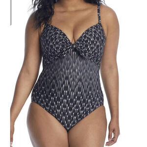 Miraclesuit Belle Epoque Bette Swimsuit 12 Black Platinum one piece slimming